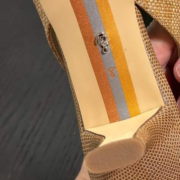 Sam Edelman Bianka Slingback Pointed Toe Pump Buff Tan Raffia Womans 8 - Picture 13 of 16